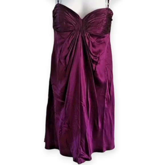 NWOT Laundry Shelli Segal purple silk satin fit flare cocktail dress Womens 6 - Picture 2 of 7